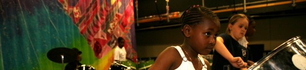 two girls playing drums